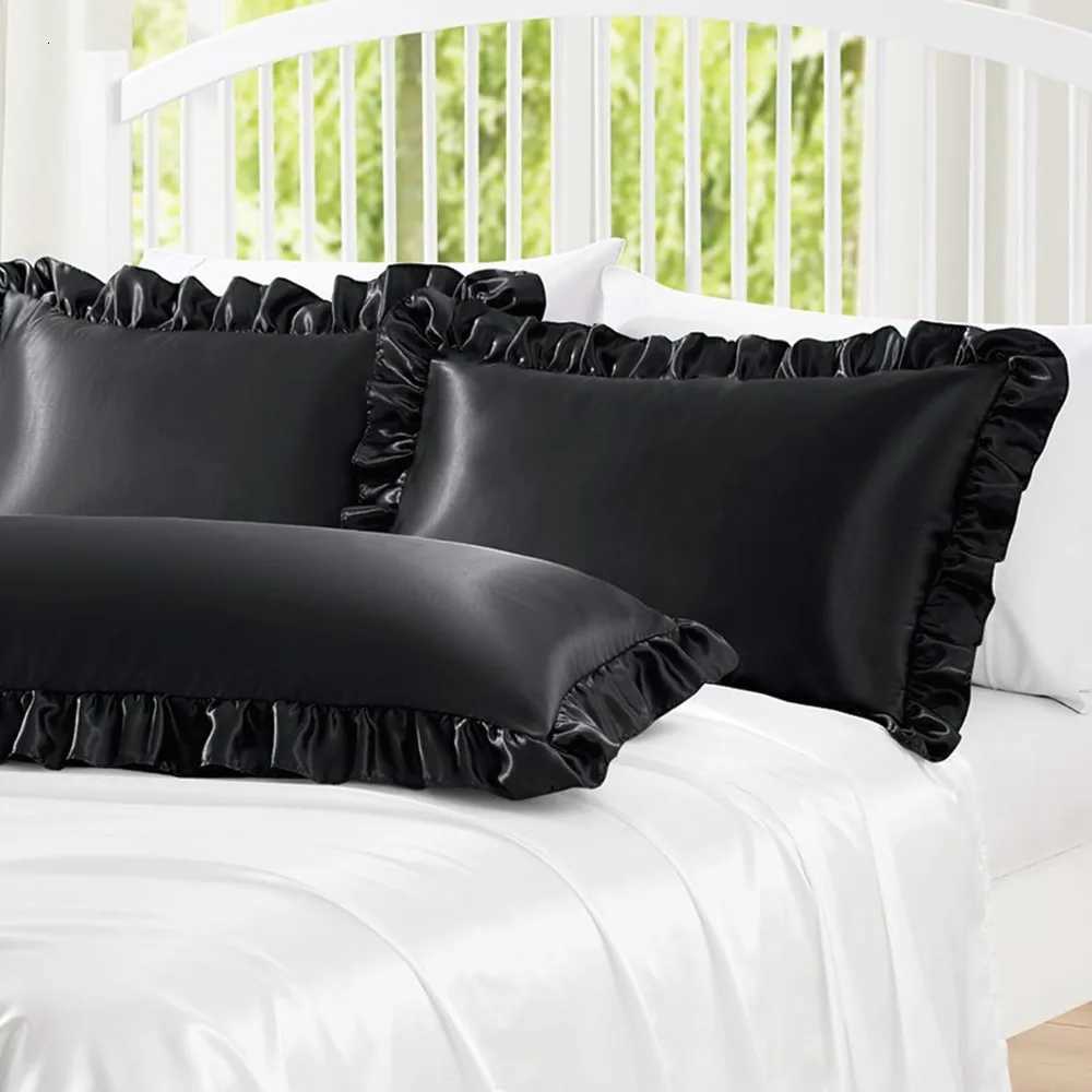 Pillow Case 2 PCS Ruffle Satin case for Hair and Skin Silky Shams Satin Ruffled case with Envelope Closure C251028