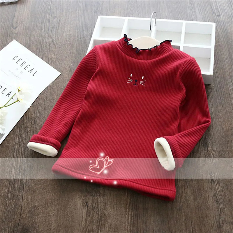 Fashion Girls Sweaters Winter Children Clothes Cartoon Kids Tops Warm Velvet Thick Kids Sweater Girls Outwear Sweater 251027