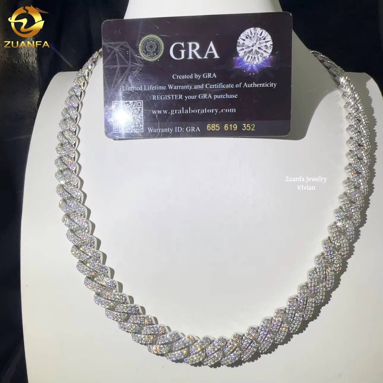 D Color VVS Moissanite Diamond Hip Hop Cuban Link Moissanite 14mm Sterling Silver 925 Iced Out Cuban Link Chain Necklace