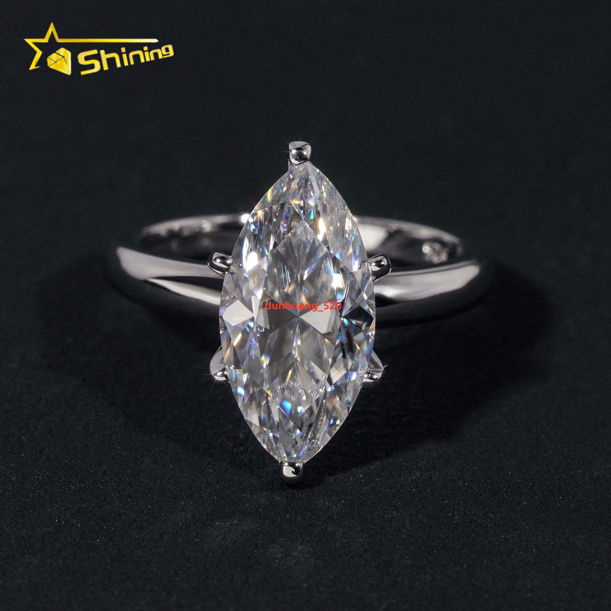 925 Sterling Silver 8x16MM 4CT Marquise Cut Moissanite Simple Six Claws Engagement Wedding Ring Moissanite Ring Party Gifts