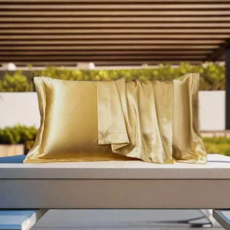 Pillow Case 2PC Solid Silk cases Decorative Luxury Cushion Cover Envelope Style Hair Skin Protect Standard Queen Size Case C251028