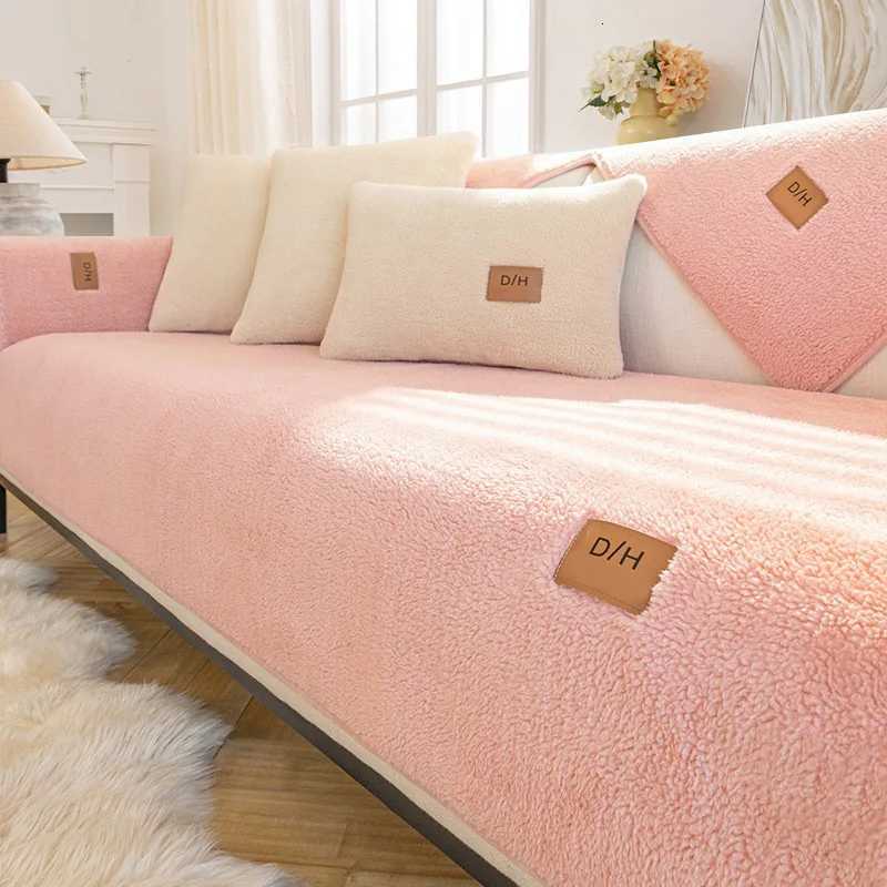 Nordic Sofa Cover Antiskid Thickened Plush Cushion Warm Cover Simple Imitation Cashmere Sofa Towel Cushion Cover For Leather C251028