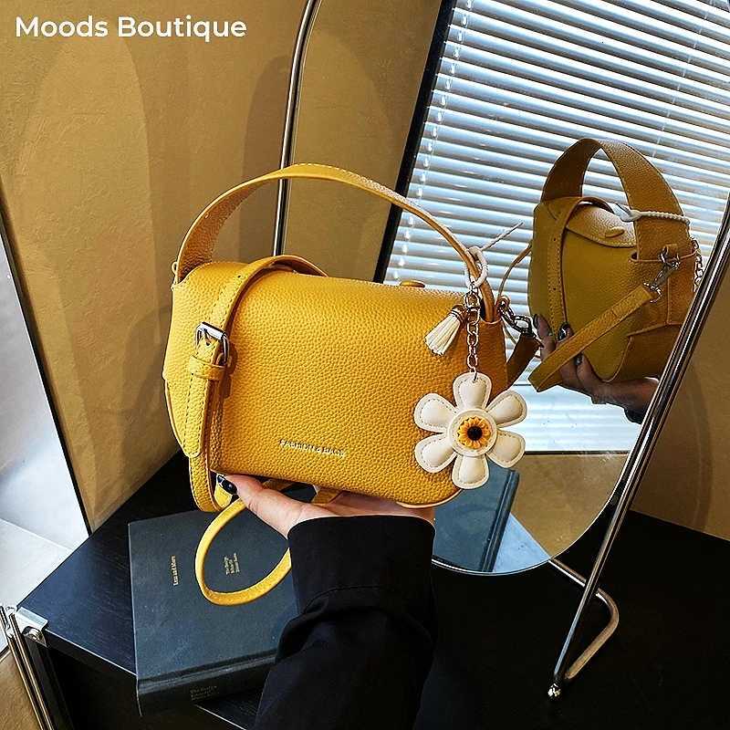 Quality Box Shaped Crossbody Bags For Women Lychee Pattern Shoulder Bag With Flower Pendant Luxury Designer Purses And HandbagsT251028