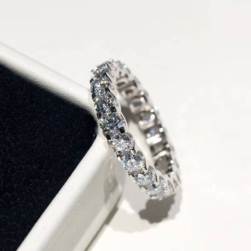 Popular 35mm VVS Moissanite 14K Solid Gold Moissanite Eternity Wedding Band Ring