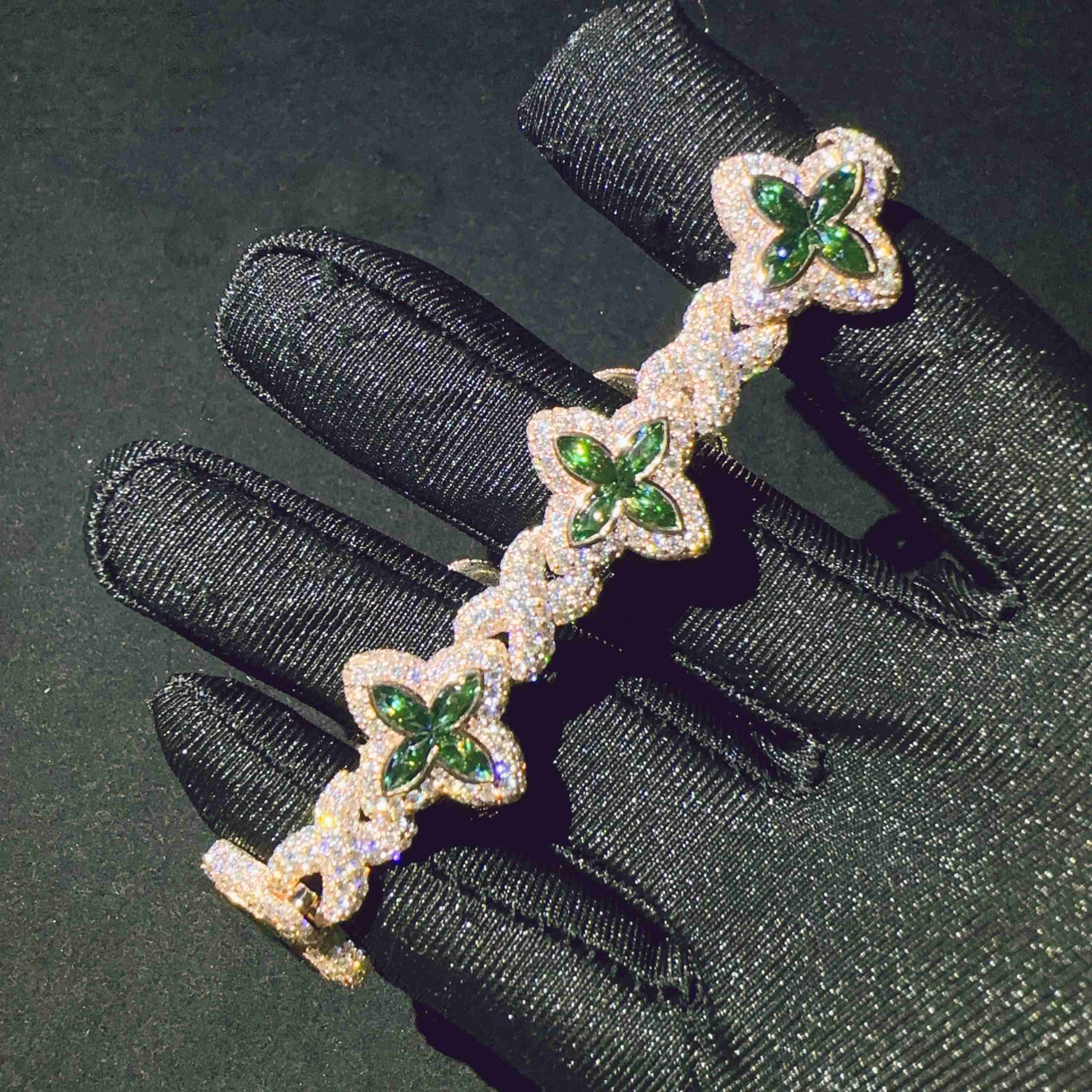 Factory Price Moissanite Hip Hop Jewelry Luxury 9K Real Gold Iced Out VVS Moissanite Diamond Cuban Link Bracelet