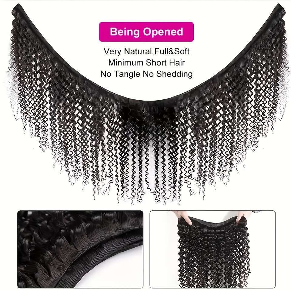 Deep Wave Bundles Virgin Human Can Be Dyed And Bleached Unprocessed Brazilian Hair For Women Natural Black Color 300 G, 10-36 Inch