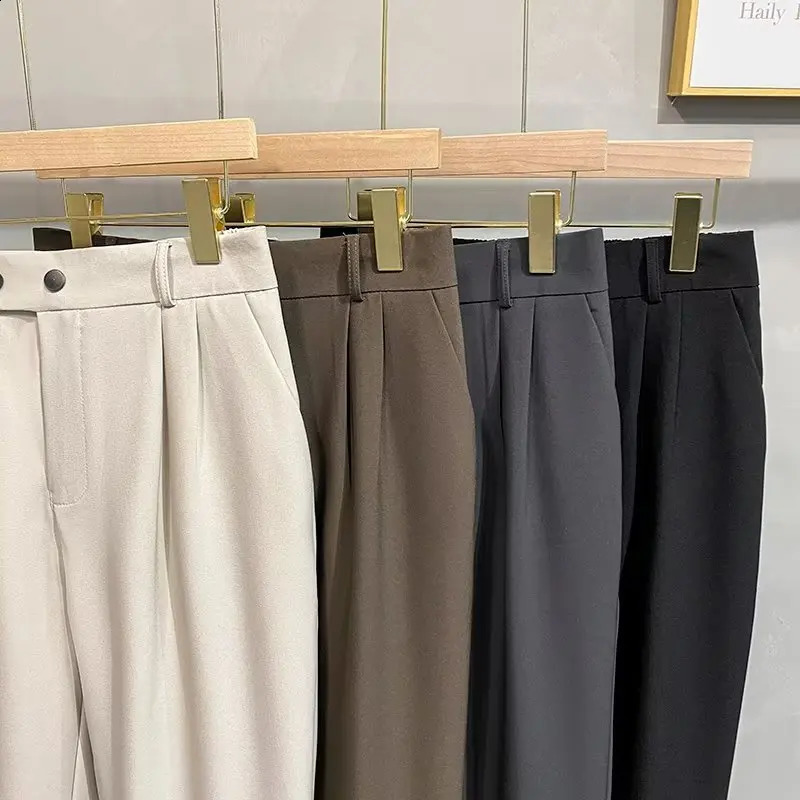 Luxury Fashion Straight Mens Casual Pants Spring Summer Korean Suit Pant Harem Business Formal Male Trousers Trendy Brand 251027