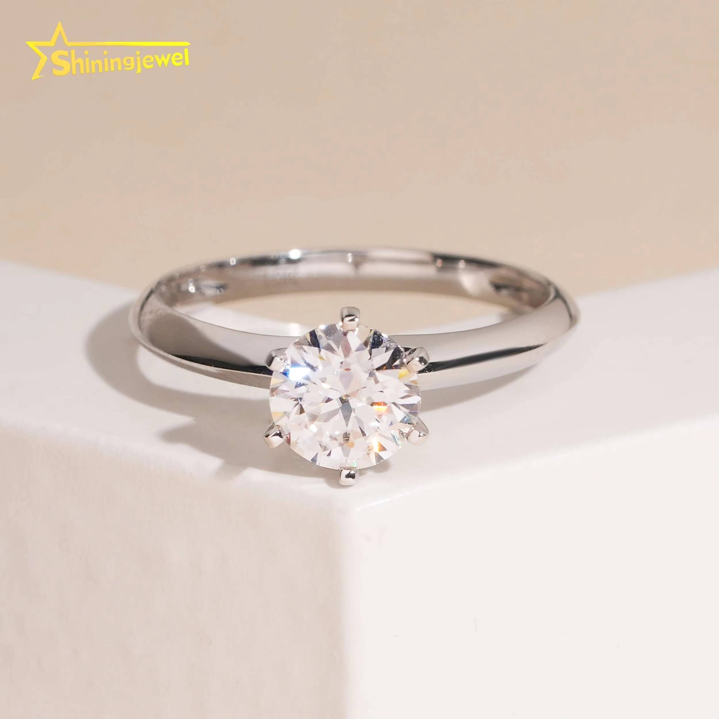 Classic 6 Prongs D Color 10k Solid Gold 1ct Moissanite Wedding Engagement Rings for Women