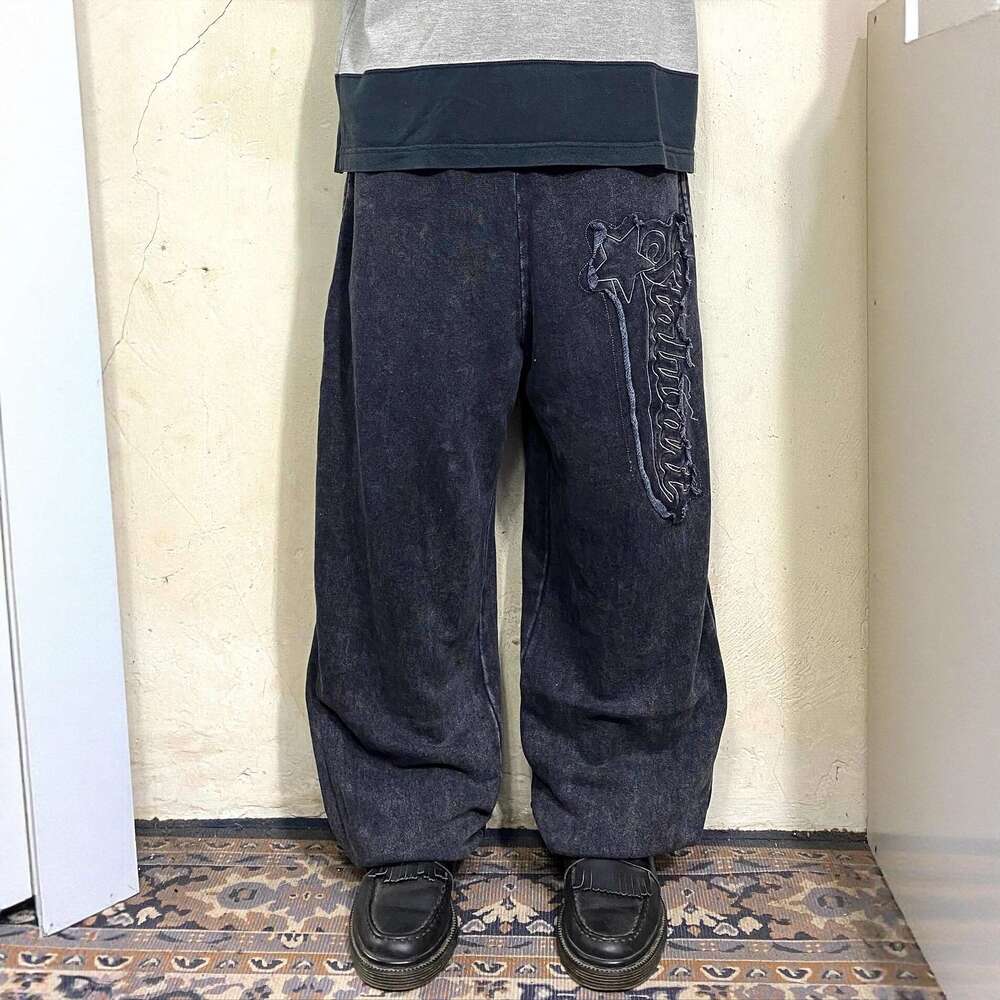 Autumn Winter New Fashion Gothic Washed Wide-Leg Ins Harajuku Stretch Casual Long Pants Versatile Clothing