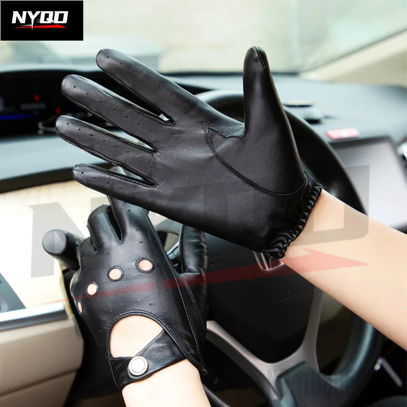 Arrival Mens Genuine Leather Gloves Sheepskin Gloves Fashion Men Black Breathable Driving Gloves For Male Mittens 251027