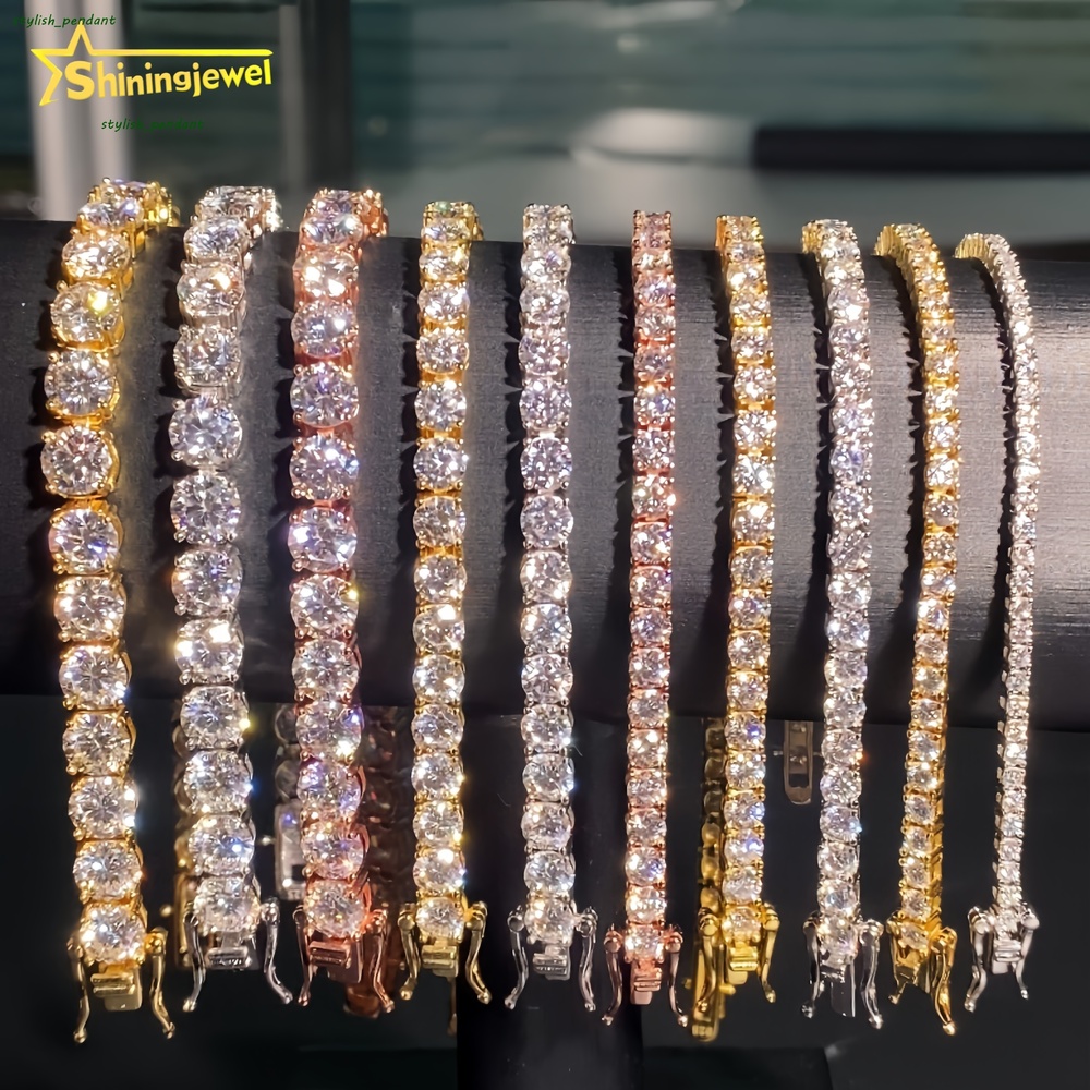 20mm65mm Wholesale Price Stock 925 Sterling Silver Tennis Chain VVS Moissanite Hip Hop Jewelry Iced Out Diamond Tennis Chain