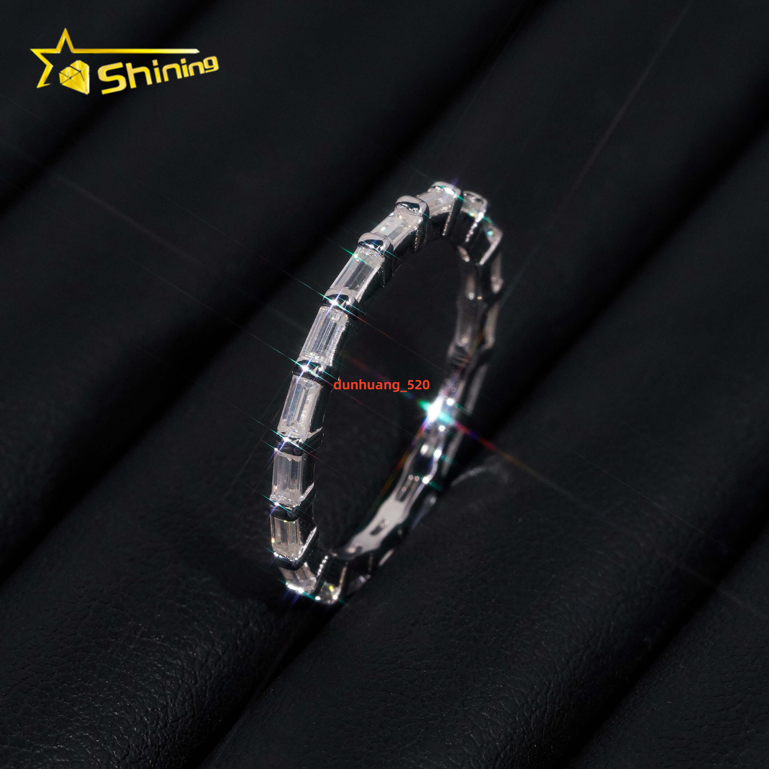 Customized Ring 925 Solid Silver D VVS Baguette Moissanite Wedding Ring Band High Quality Women Fashion Jewelry Rings