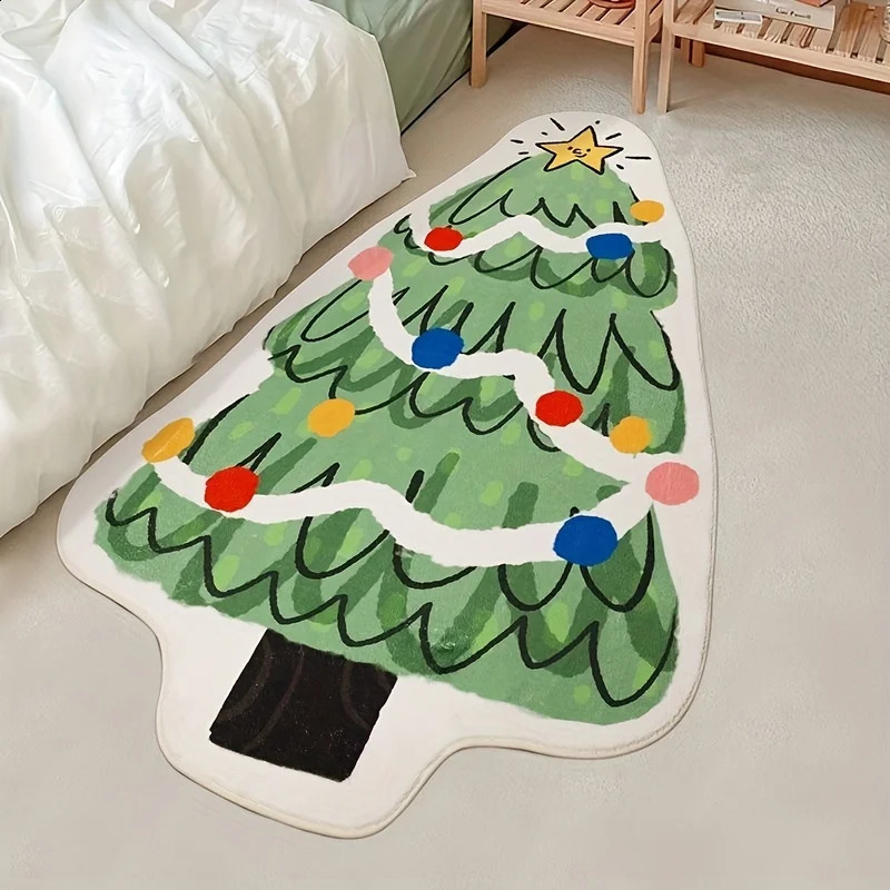VIKAMA Creative Christmas Tree Living Room Carpet Doormat Bedroom Bedside Floor Mat Holiday Decoration 1028 H260226