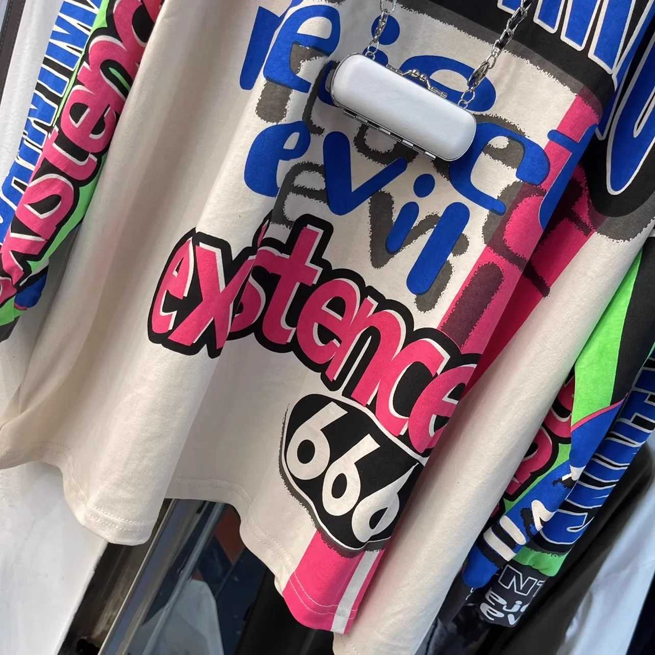 Oversized clothes Spring new style printed fashion graffiti Maillard top womens long slve Tshirt X251028