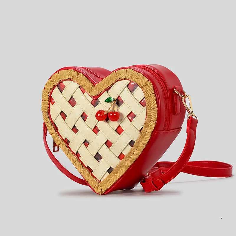 Sweet Love Hearts Shaped Crossbody Bag for Women Cute Cherry Ornament Red Shoulder Bags for Girls Funny Small Phone Purses 2025W251028