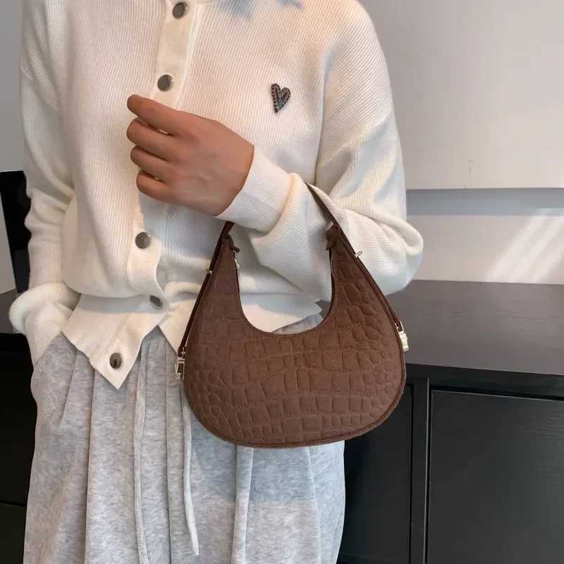 Fashion Luxury Design Felt Shoulder Hobo Bag Women Clutch Handbag Purse Female Solid Color Underarm Bag Small Shopper ToteW251028