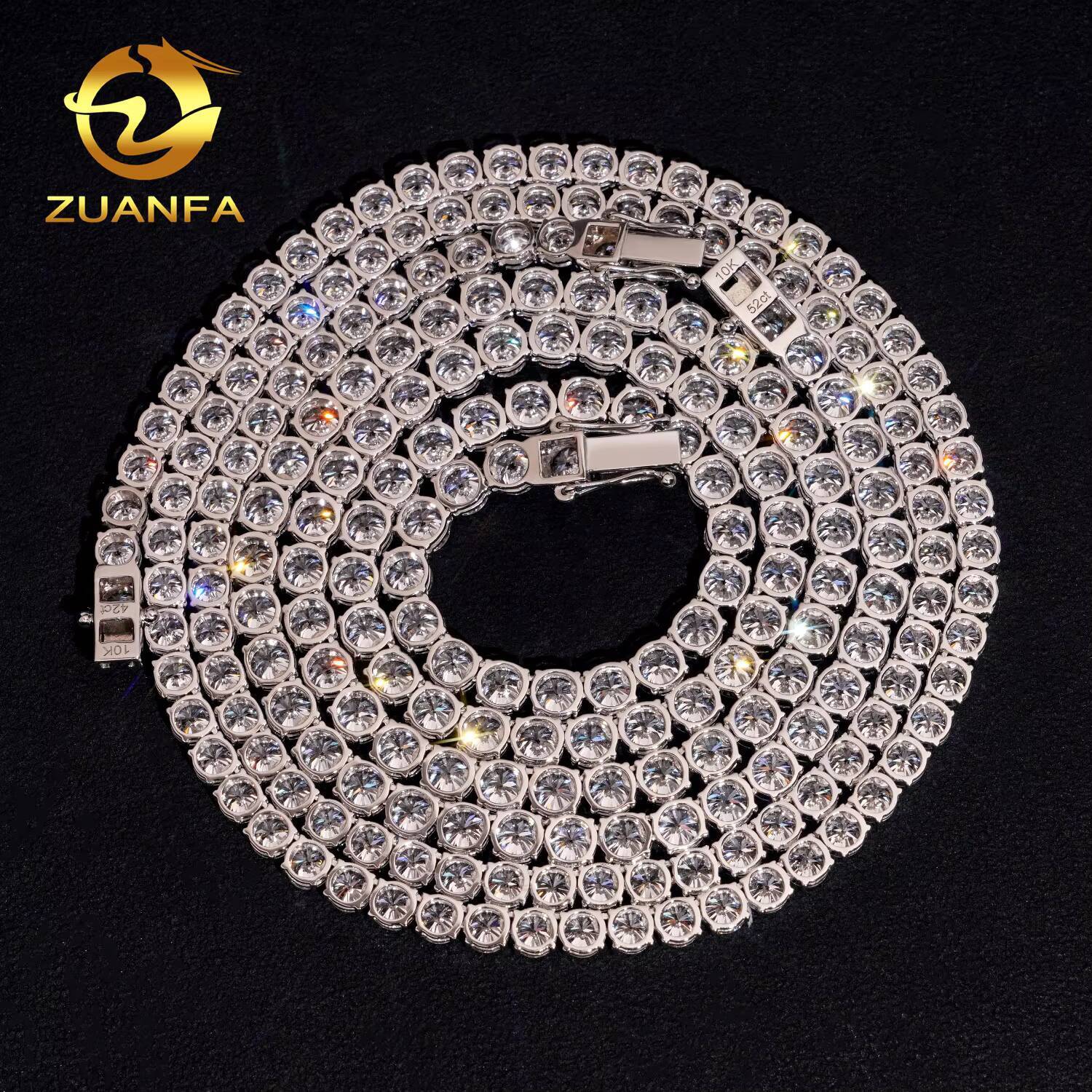 Mossanite Tennis Chain 10K Solid Gold Trendy VVS Moissanite Pass Diamond Test Sparking Moissanite Hip HopJewelry