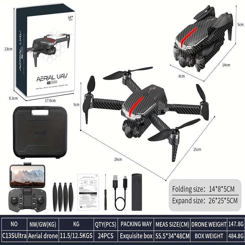 New 2025 C13s FPV Drone 4K UHD Stabilized Camera, 5G Wifi Live View, Brushless Motors, Smart Positioning & Auto Return