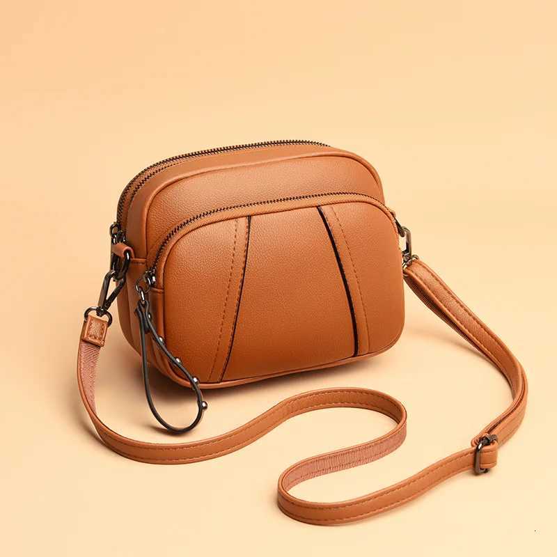Solid Color Fashionable Rivet Zipper Womens Mobile Phone Bag Simple Soft Leather Shoulder Crossbody Small Square Bag HandbagW251028