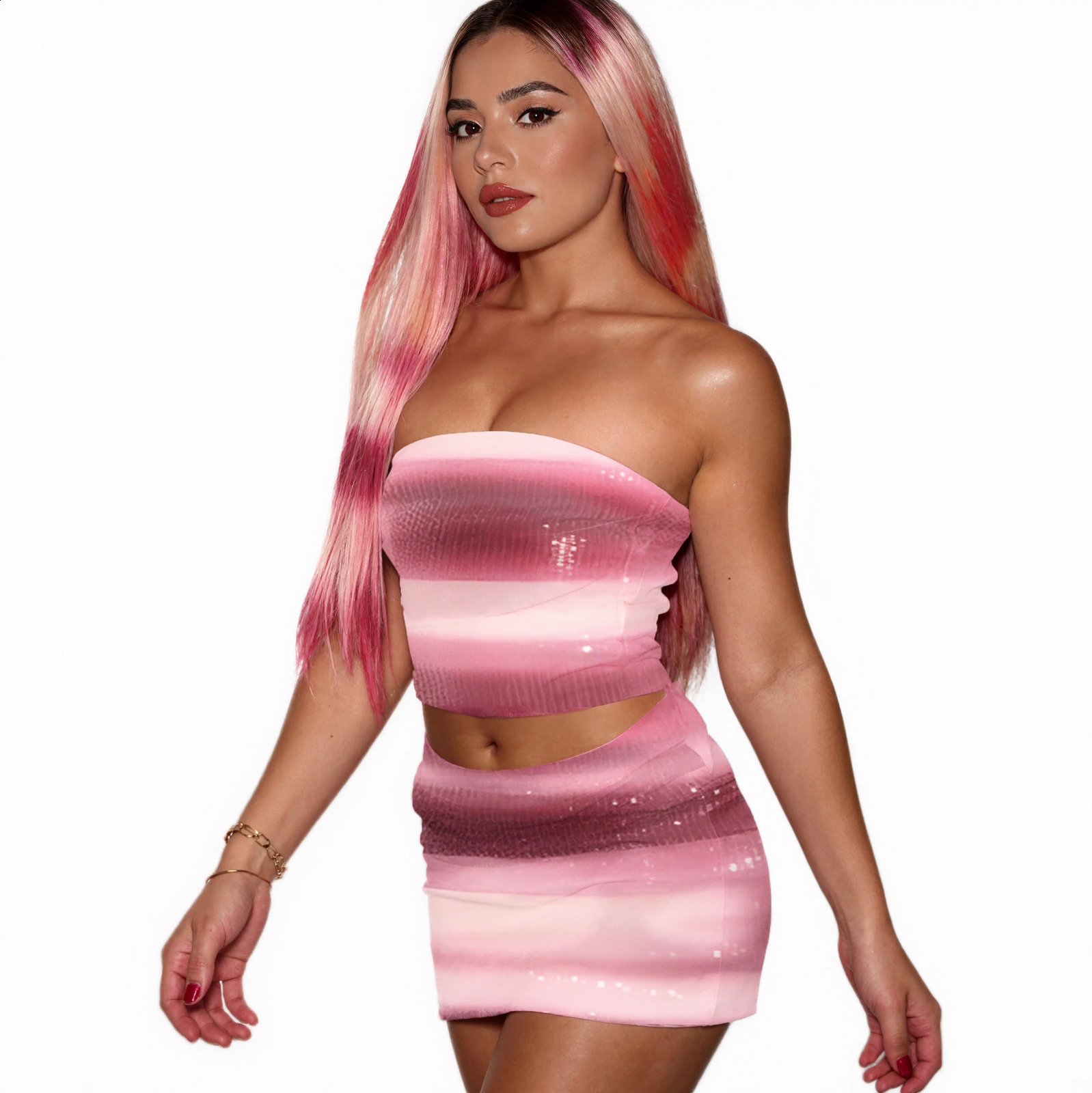 hirigin Women Halloween Shark Tale Lola Costume Mini Skirt Sets Strapless Tube Top and Short Skirt Sexy Cosplay Outfit 251020