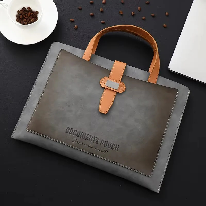 1pcs A4 PVC Leather File Folder Waterproof Business Briefcase with Handle Large Capacity Organizer for Office Documents Storage 251028