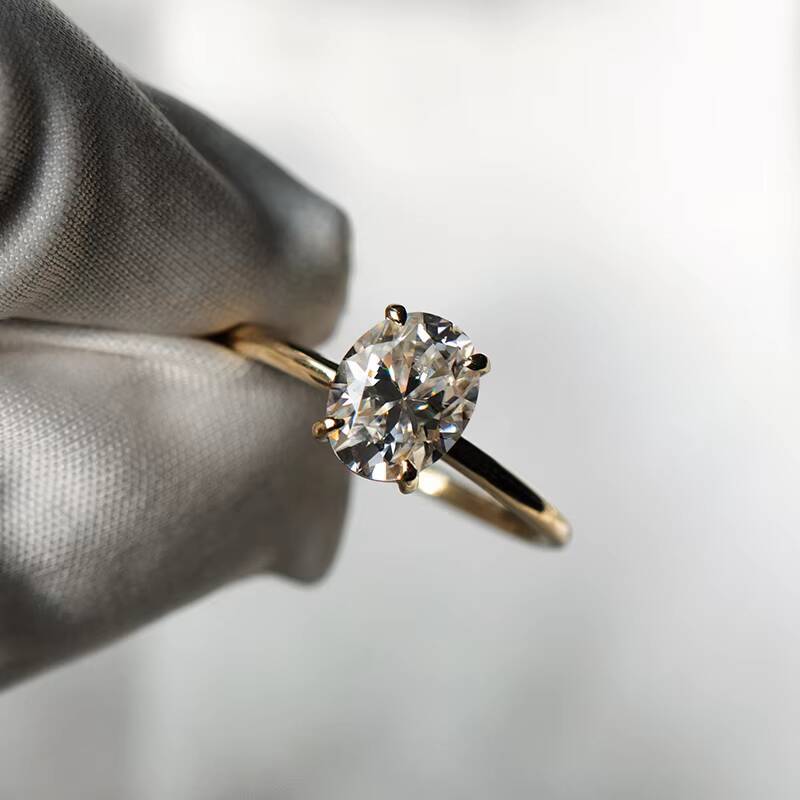 Fine Jewelry 2ct Oval Cut Diamond Moissanite 14K Solid Gold Women Engagement Wedding Moissanite Ring