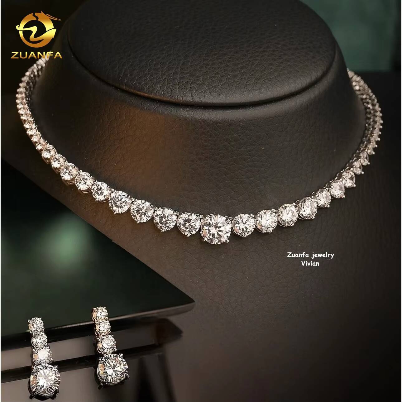 10mm D Color VVS Moissanite Diamond Luxury Sterling Silver 925 Hip Hop Fine Jewelry Tennis Chain Necklace