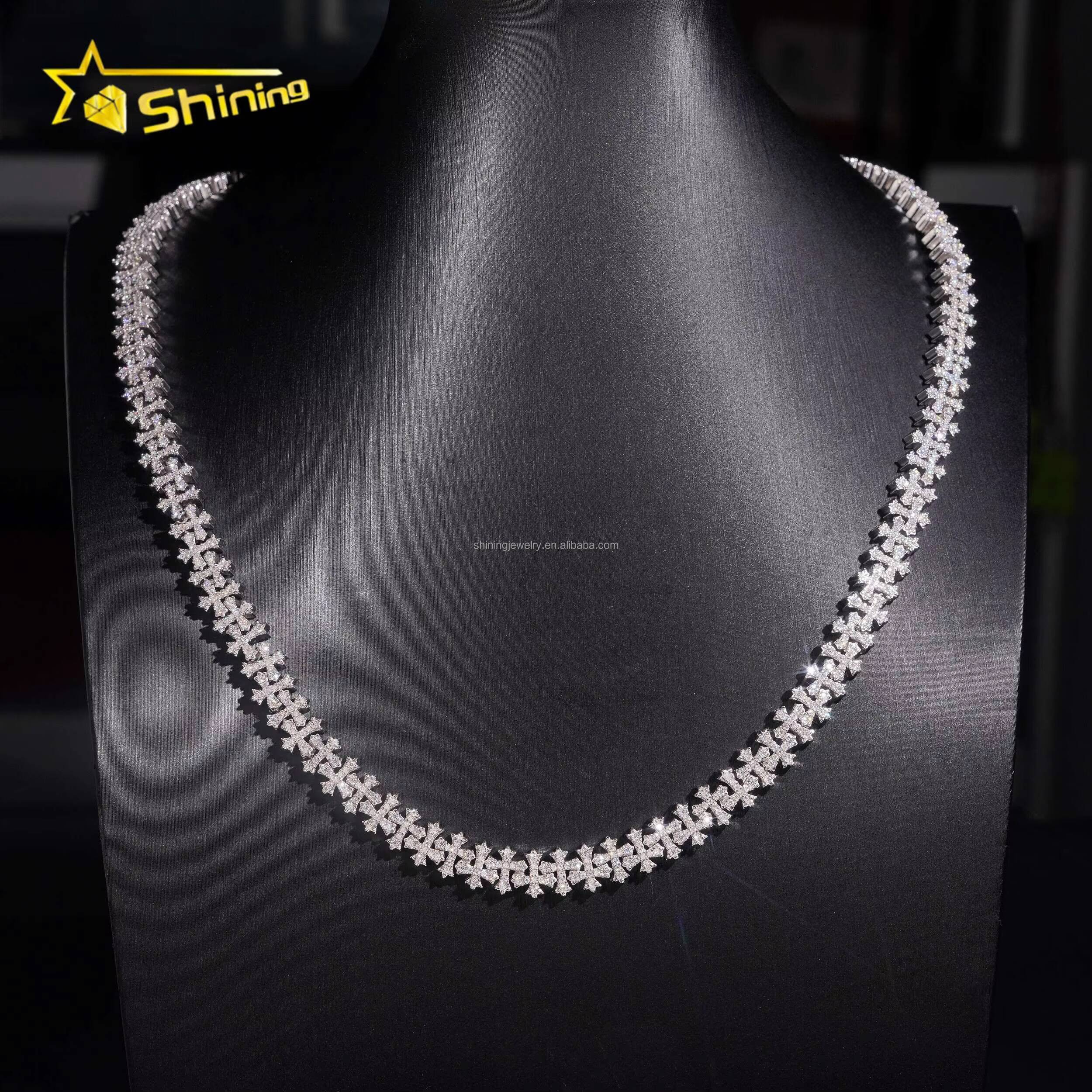 Unique Design Fashion Man Jewelry GRA Certificate S925 Iced Out VVS Moissanite Cross Shape Miami Cuban Link Chain Bracelet