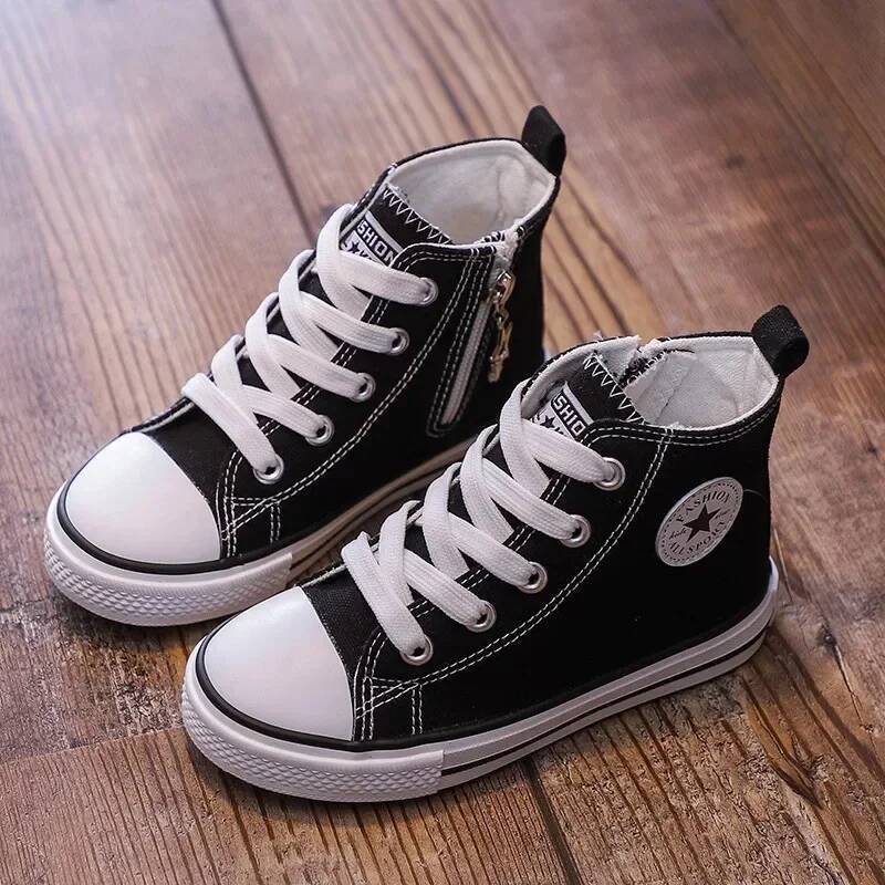 Children's High Top Canvas Shoes Spring Autumn Casual Style for Boys And Girls Baby White Sneakers Comfortable Fabric Footwear ddmyshoesvip