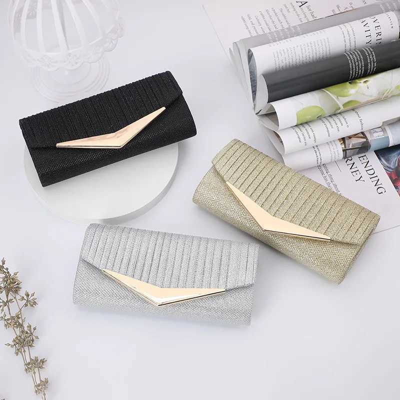 Fashion HighQuality Evening Wedding Clutch Purse with Texture Hardware Trim Strip Print for Dinner Party H251027