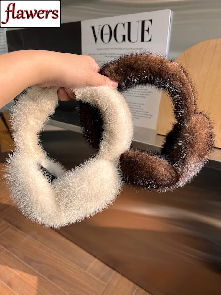 Winter Outdoor Mink Fur Earmuffs Women Keep Warm 100 Real Natural Mink Fur Earmuff Girl Winter Ear Protection 251027
