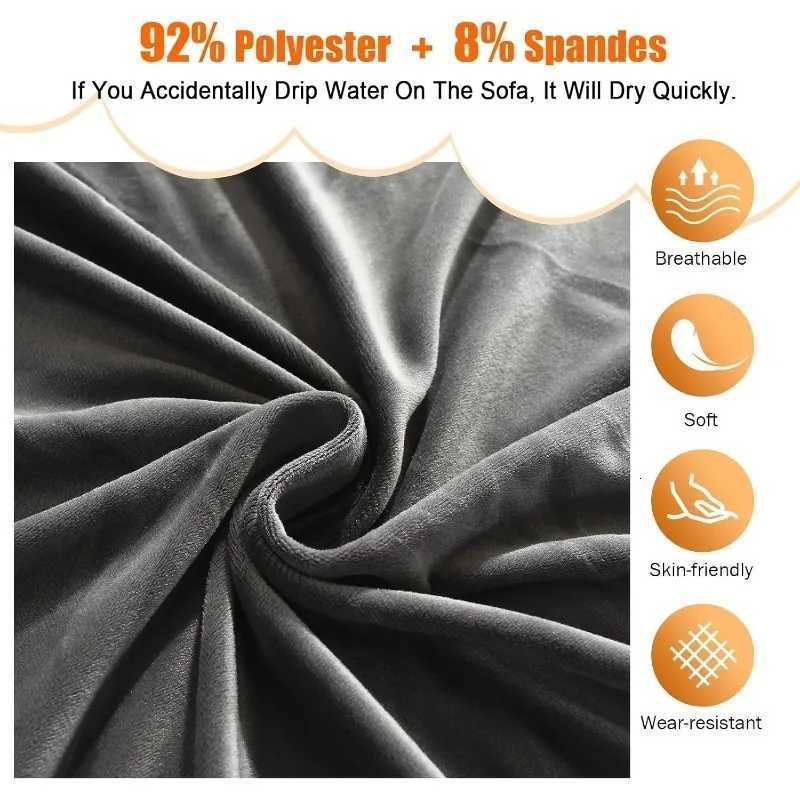 Thicken Silver Velvet Sofa Covers Elastic Corner 1234 Seats Solid Couch Cover L Shaped Sofa Cover Protector Covers Warm Soft C251028
