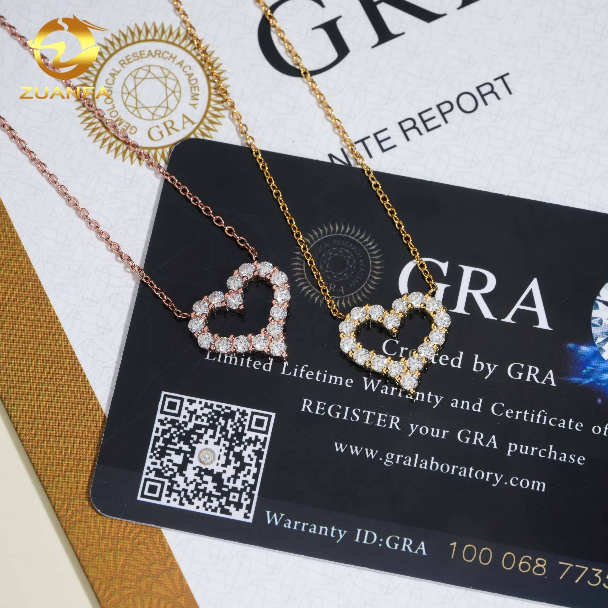 D Color VVS Miossanite Diamond Fine Jewelry Sterling Silver 925 Miossanite Custom Heart Pendant