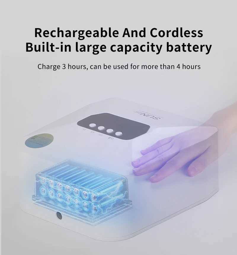 48W Pro UV LED Nail Lamp 30 Beads Rechargeable Nail Dryer with 3 Timers Auto Sensor Fast Curing UV Light for Salon Home J251117