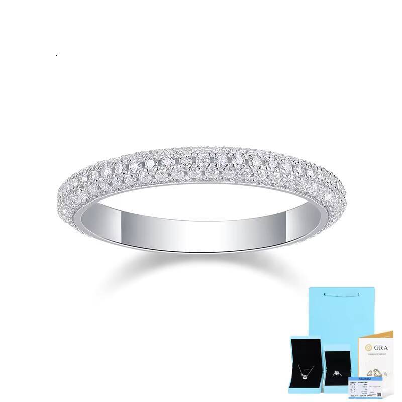 Customizable 3Row Moissanite Eternity Wedding Ring High Quality 14K18K Plating Gold Luxury Brilliant Cut Silver Jewelry Women