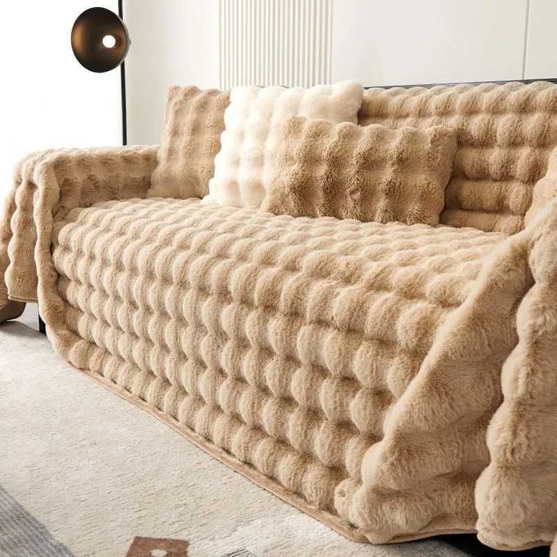 Luxury Imitation Rabbit Plush Sofa Towel Winter Warm Fluffy Throw Blanket Super Soft Smooth Thicken Velvet Sofa Cover C251028