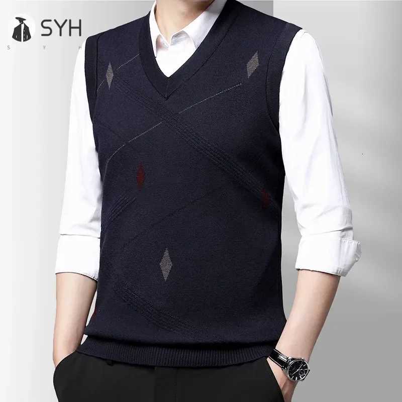 Mens Thickened Casual Sweater Tank Top Autumn and Winter Warm Mens Vest W251029