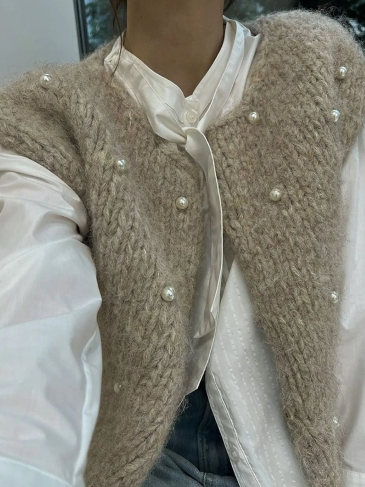 Retro Knitted Sweater Vest Womens Heavy Embroidery ort Cardigan Outerwear Layering Top Warmth Spring Autumn 251029