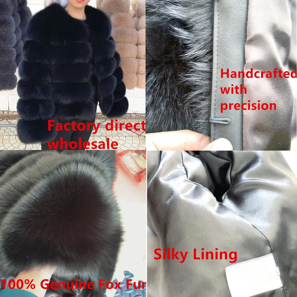 QUEENTINA Fox Fur Coat Real Winter WomenS Fashion Brown 2025 Leather And Skin Clothing Natural In Coats Jackets Outerwear 251029