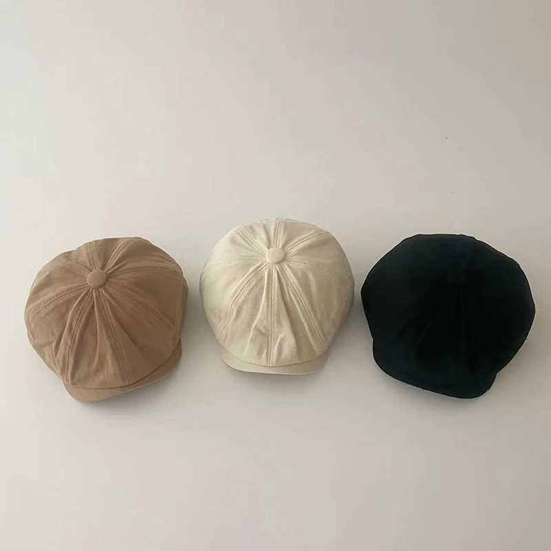 Solid Color Kids Beret Hat Embroidered Letter Baby Newsboy Cap Casual Boys Girls Sunshade Forward Hat251028