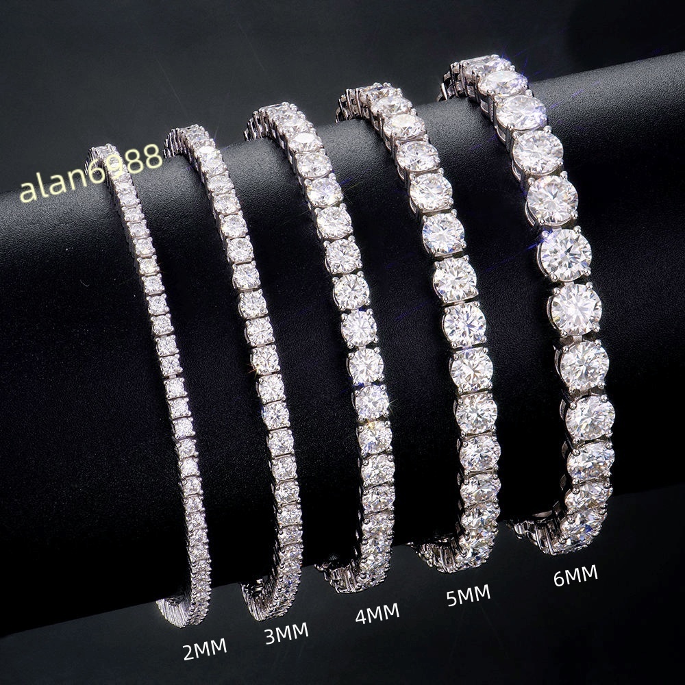 Factory Wholesale 925 Sterling Silver Tennis Chain Bracelet 26mm Iced Cut D Color VVS Moissanite Diamond Color VVS Bracelet