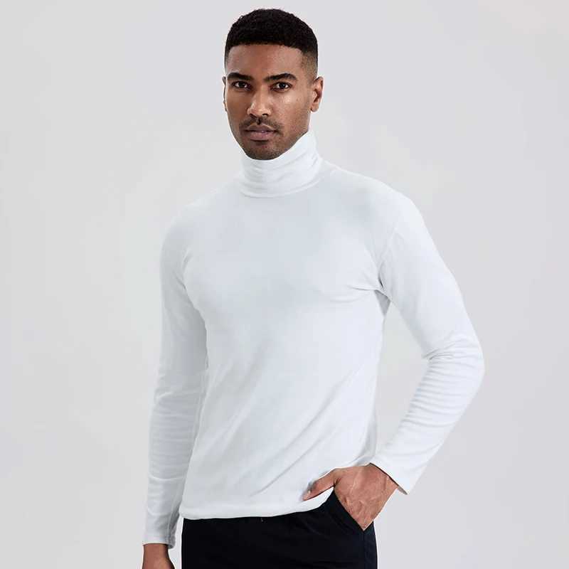 Mens autumn and winter plus size solid color turtleneck bottoming shirt casual Joker fashion young men long sleeve warm T J251029