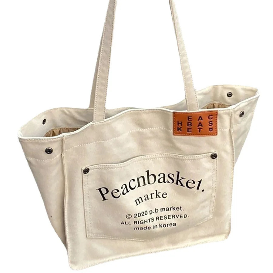 Large capacity tote bag for women with Korean print college student class canvas bag original juku style artistic shoulder bag 251029