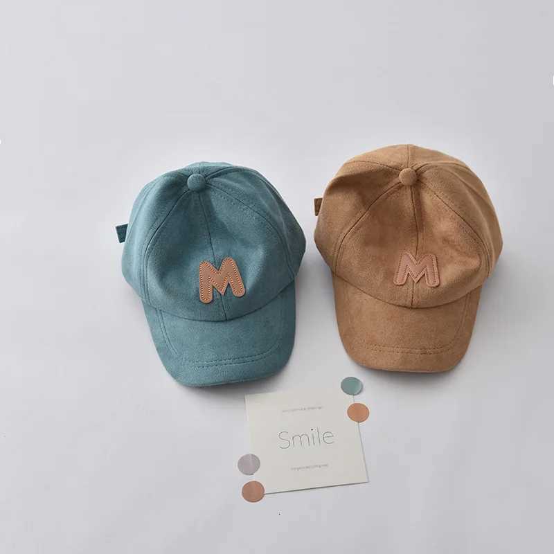 Spring Autumn Suede Kids Baseball Hat Solid Color Children Peaked Cap M Letter Baby Duck Tongue Cap Boy Girl Outdoor Sun Visors251028