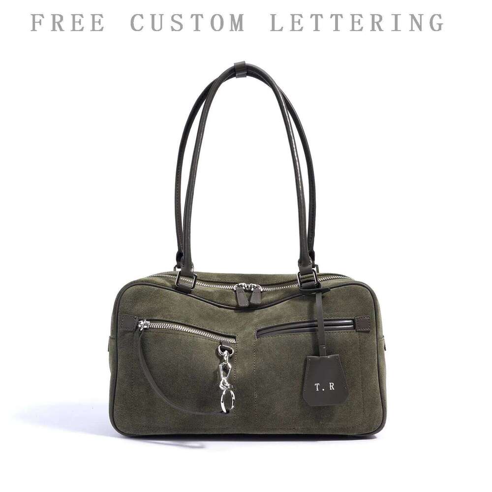 Frosted Cowhide Tot Free Initials New Niche Design Multi-Pocket Large Capacity Bowling Vintage Ladies Shoulder Bag 251029