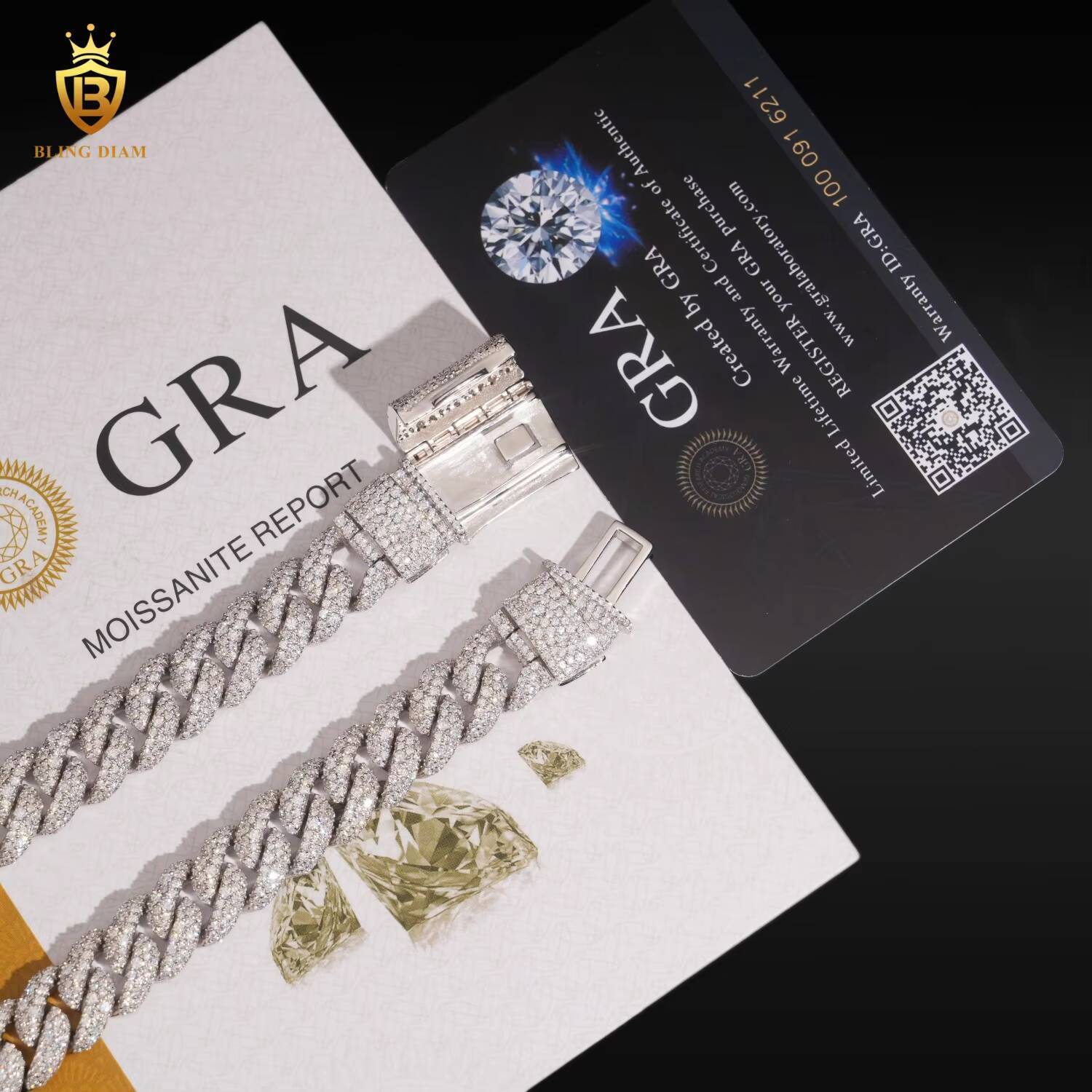 Wholesale 12mm Rock Jewelry Miami Iced Out Cuban Link Chain Moissanite in S925 Silver for Rapper Bracelets Necklace