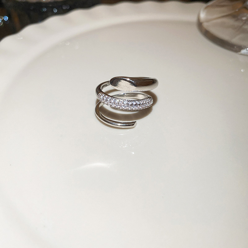 Designer ring diamond ring Geometric Zircon Retro Serpentine Full Diamond Ring Simple Opening Adjustable Ring Valentine's Day gift free shipping