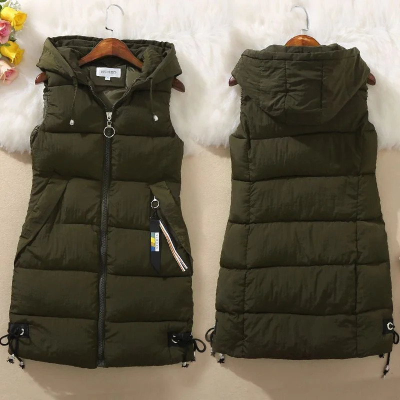 Autumn Women Vest Winter Puffer Parkas Coat Casual Pocket Hooded Waistcoat Female Sleeveless Jacket Outerwear 251027
