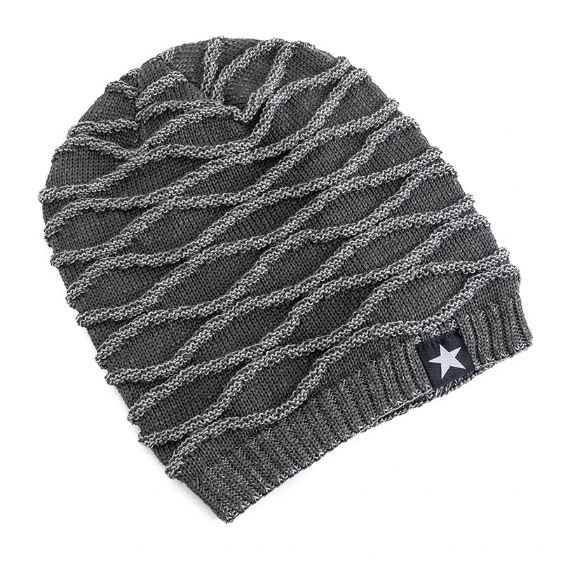 Unisex Slouchy Winter Hats Add Fur Lined Men And Women Warm Beanie Cap Casual Fivepointed Star Decor Knitted 251013