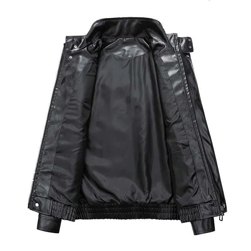 New Fashion Motorcycle Leather Jacket Casual Streetwear Multi Pocket Trend Outwear Men Bomber Pilot Retro Loose Pu Short CoatT251029